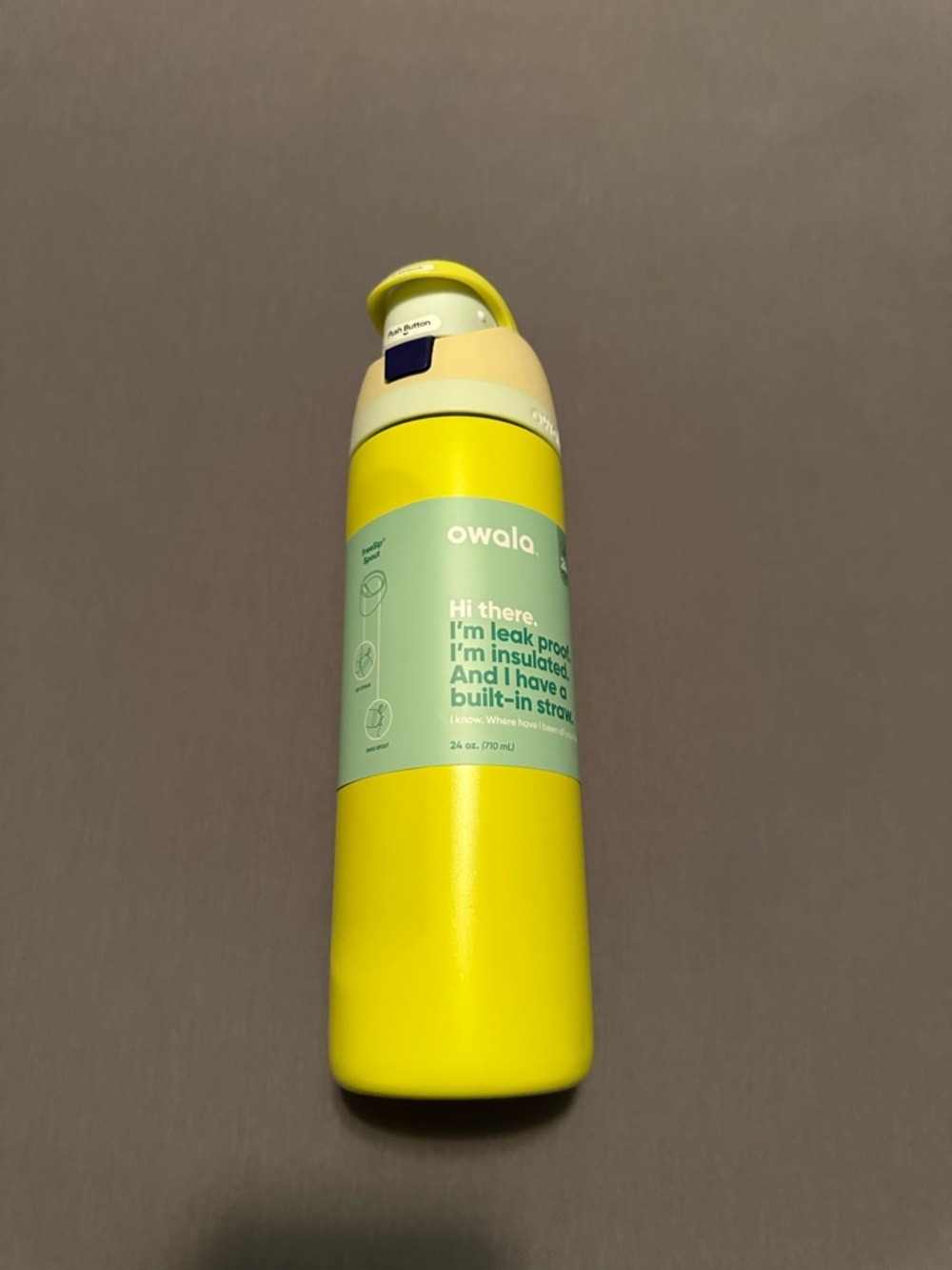 Owala Insulated 24 oz Water Bottle in Bright Yellow
